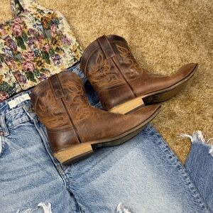 Dingo Leather Western Cowboy Boots Women’s 9 Brown Distressed Embroidered